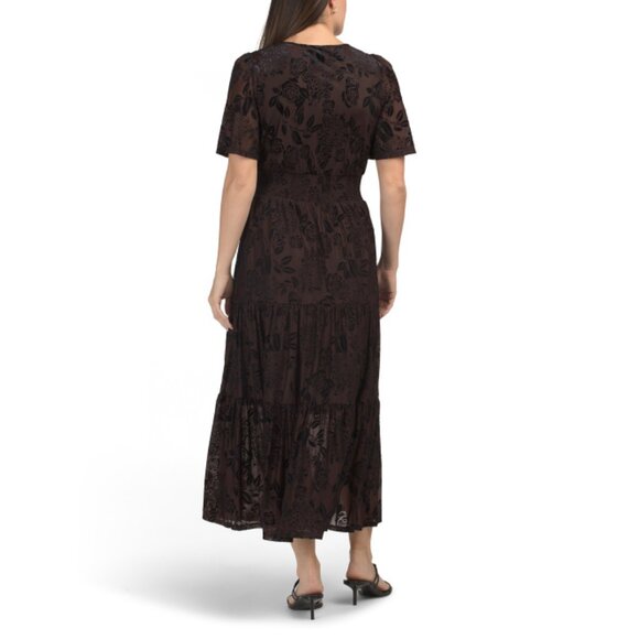 SUPER NATURAL BY SECRET MISSION Brown Floral Velvet Maxi Dress - Picture 2 of 2